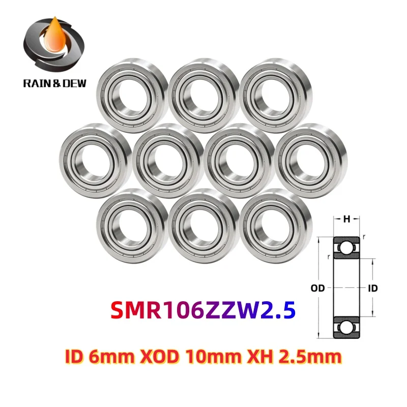 10pcs 6x10x2.5mm SMR106ZZW2.5 For High-Performance Fishing Gear Stainless Steel Ball Bearing 6x10x2.5mm