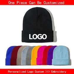 DIY Personalized Embroidered Design Knitted Hat Custom Logo Autumn Winter Warm Beanie Team Customize Stocking Skull Balaclava