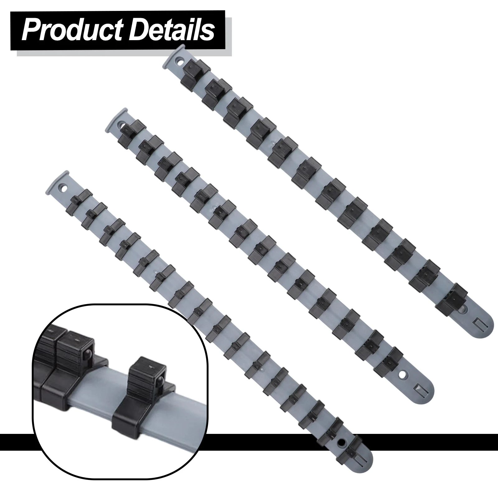 1 Pc Or 3pcs/Set Plastic For Socket Organizer 1/4 3/8 1/2 Inch For Socket Tray Rail Rack Storage Holder Shelf Storage Organizer
