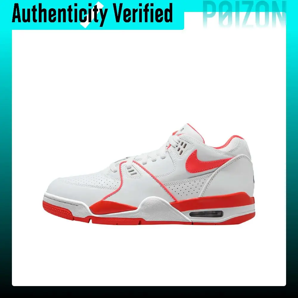 Nike Air Flight 89 Slip Resistant Abrasion Resistant Low top Basketball Shoes Men's White Red HJ4484-001