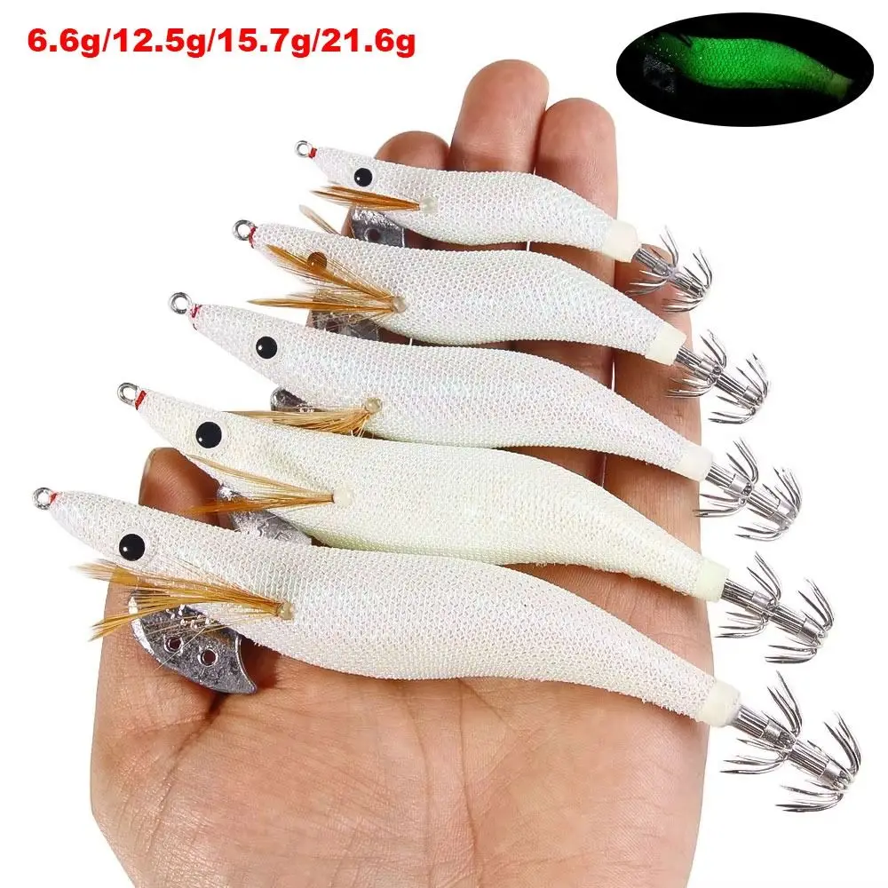

1Pcs Luminous Squid Jig Strong Glowing Artificial Squid Cuttlefish Spinnerbait Hooks 6.6g/12.5g/15.7g/21.6/23.2g Fishing Bait