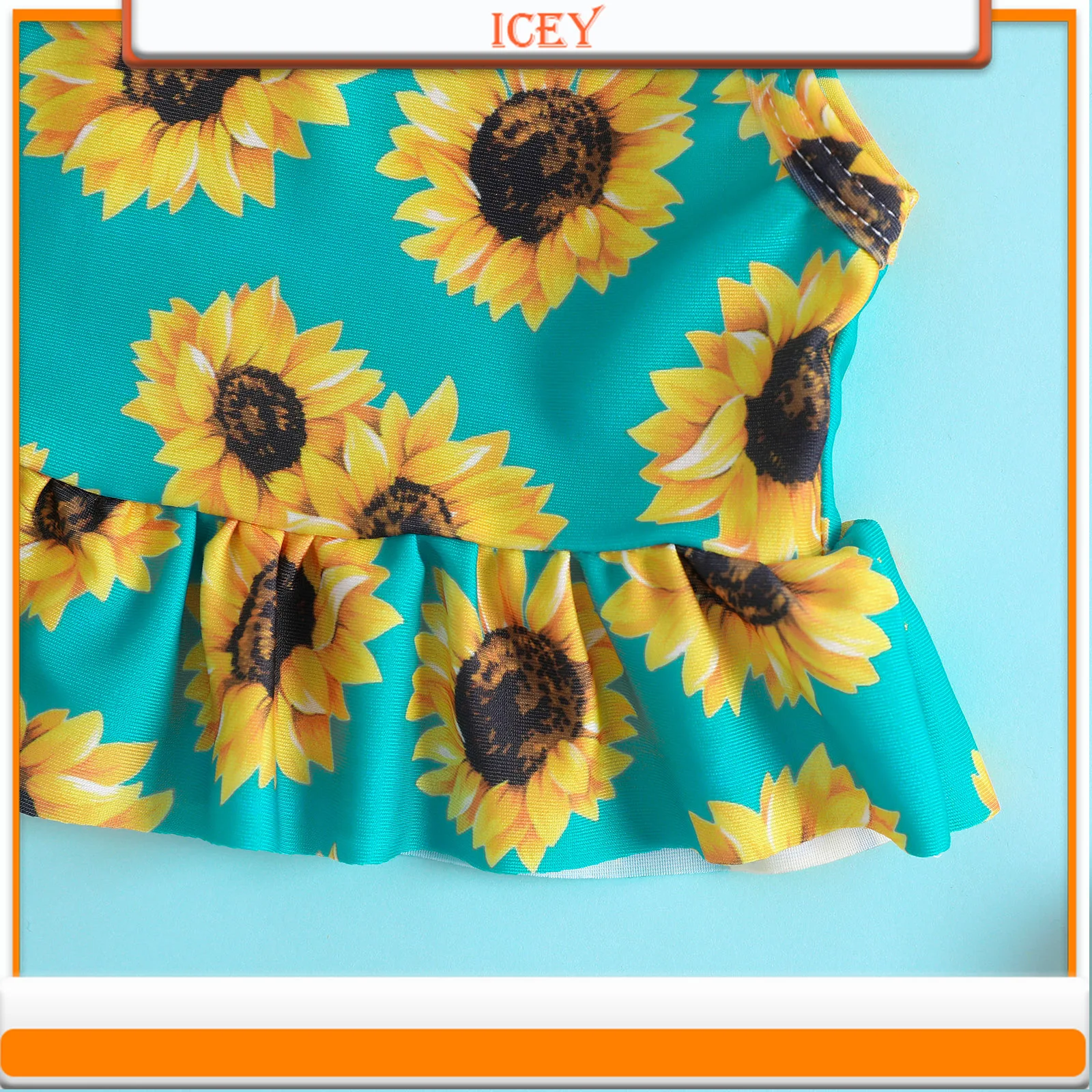 Sunflower Print Ruffle Girl Swimsuit Two-piece Set of Baby Girl Hot Spring Beach Swimsuit Two-Piece Suits