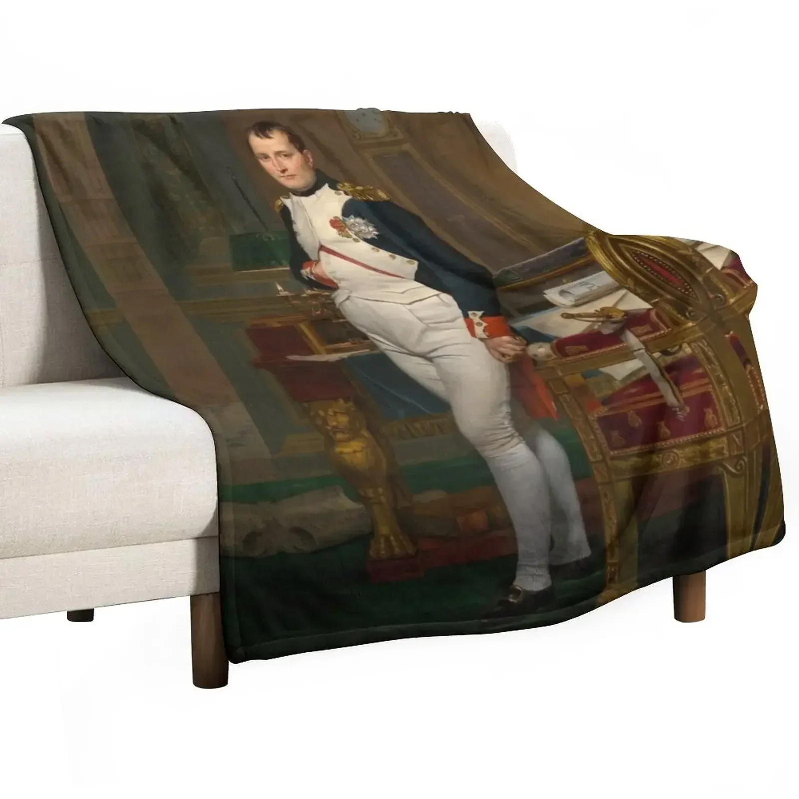 The Emperor Napoleon in His Study by Jacques-Louis David Throw Blanket heavy to sleep Decorative Beds Luxury St Blankets