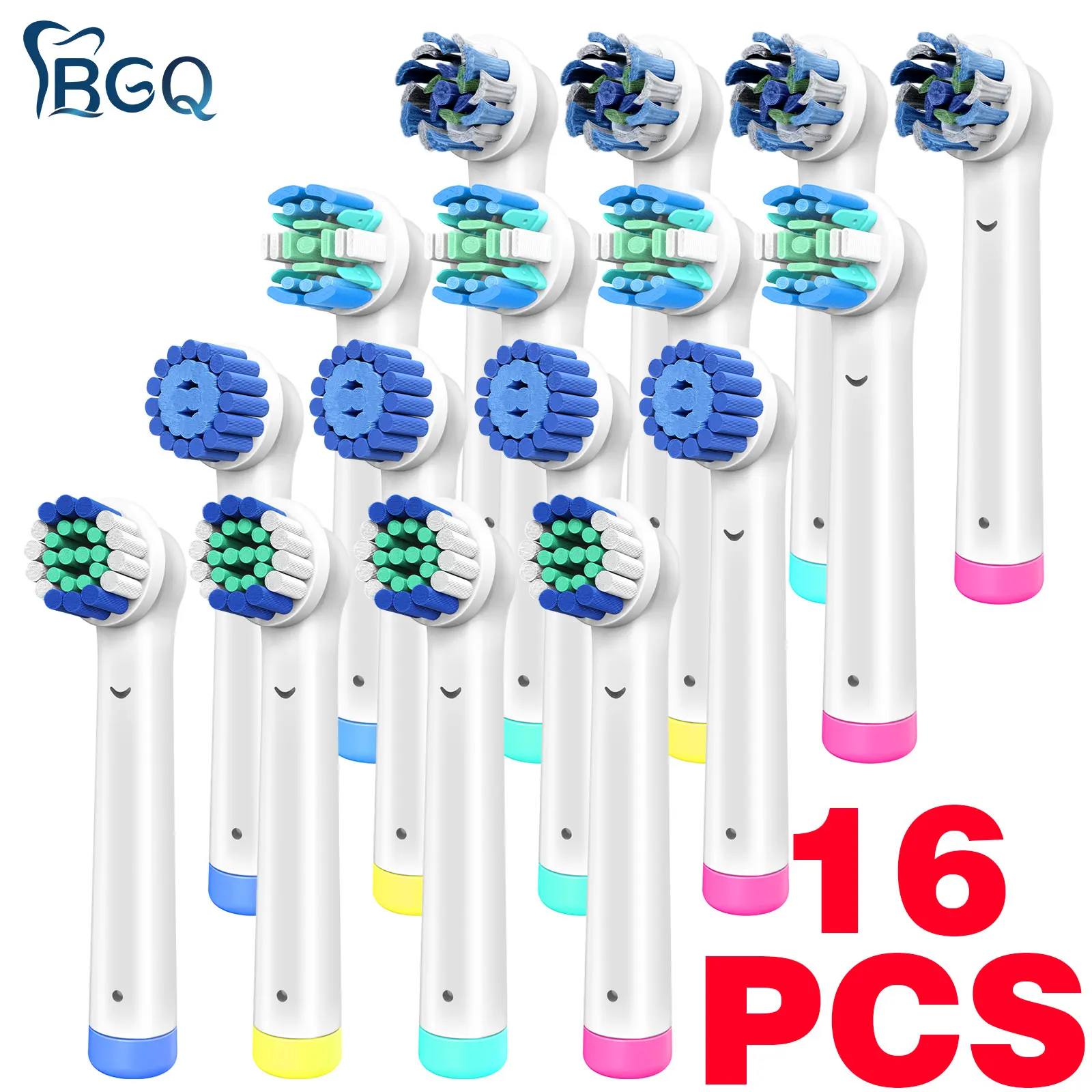 

16pcs Replacement Toothbrush Heads Mix Clean 7x Whitening Gum Care for Oralb Nozzles Refill Oral B Attachments All Models