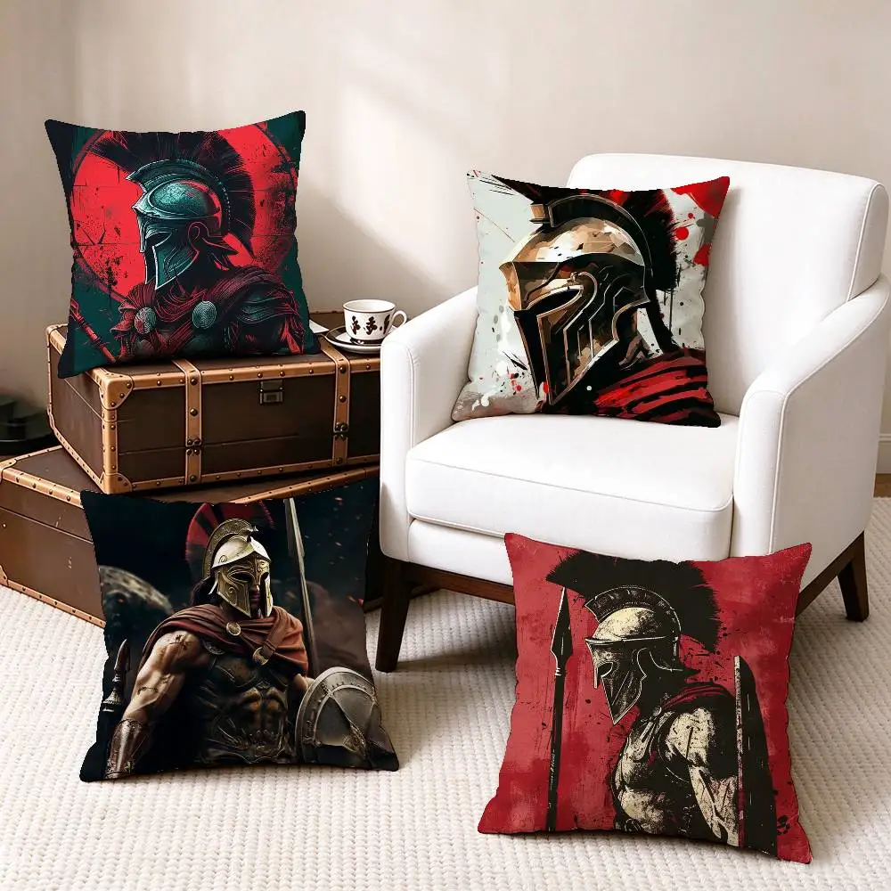 Cool S-Spartan w-Warrior  Square Double-Sided printed Pillow Case Bedroom Bedside Pillow Sofa Cushion Cover