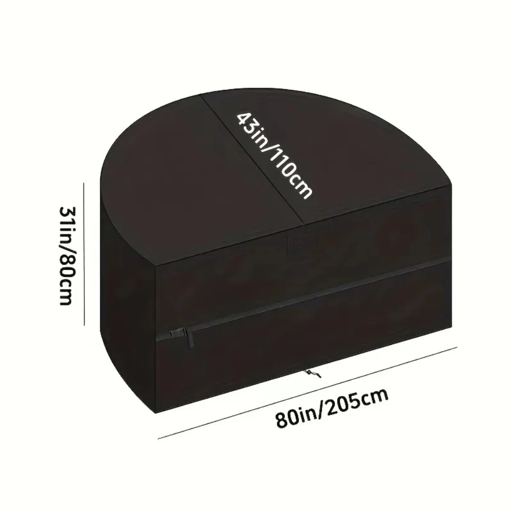 

Waterproof Patio Daybed Cover 210D Oxford Fabric Semicircle Shape Fit for Rattan Garden Furniture 205x110x80cm Black