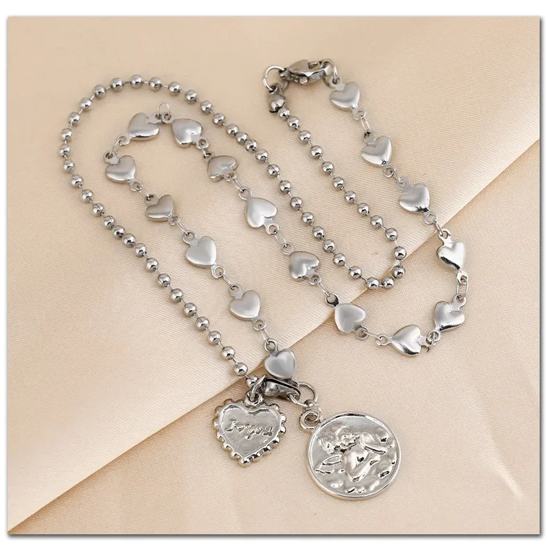 

Angel Cupid I Love You Titanium Steel necklace, simple to match, accessory matching, fashionable clothing necklace design