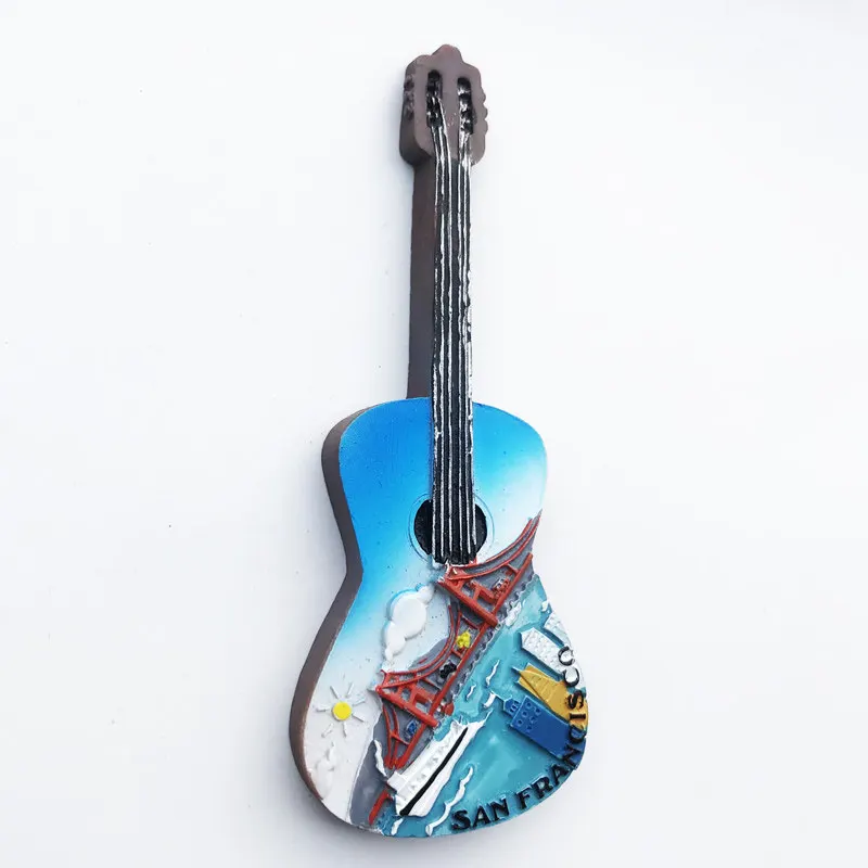 United States San Francisco Creative Stereo Guitar Message Sticker Creative Travel Memorial Painting Crafts Magnetic