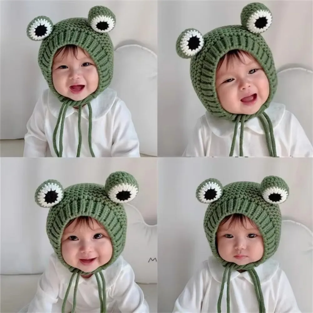 Fashion Cute Baby Frog Hat Frog Eyes 1-3 Years Beanie Cap Thick Warm Knitted Cap Kids