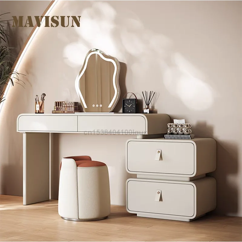 

Cream Wind style 75 CM Wooden Dresser Set With 5 Drawers Modern Design Spacious Storage For Bedroom Wooden Dressing Table