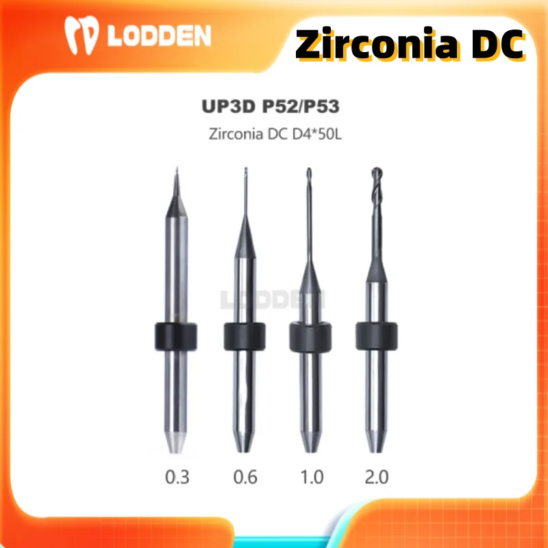 

Dental Milling Burs for Grinding Zirconia Up3d P52/P53 Drill Diameter 2.0/1.0/0.6mm Shank Dia4.0mm Dental Lab Griding Tools