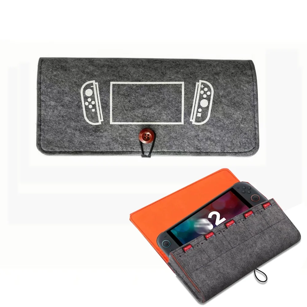 Ultraflache Filztasche Tragetasche für Switch / Switch 2 Aufbewahrungstasche Schutzhülle Spielkarten-Ladetasche für Switch 2