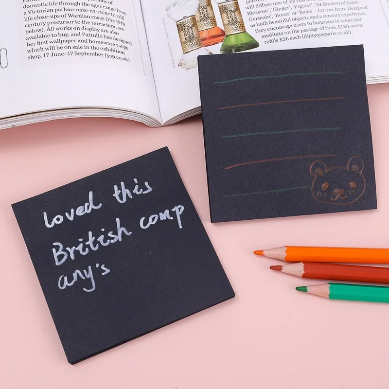 Imagem -06 - Auto-adesivo Sticky Notes Black Memo Pads Posted it For Home Material de Escritório Papelaria Escolar Simples Sticky Pads 50 Folhas por Conjunto