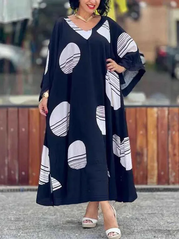 XL-5XL Grande Taille Vêtements Robes Femmes Robes Printemps Automne Manches sulfStreet Style Casual 3XL 4XL Grande Taille Longue Robe Respzed