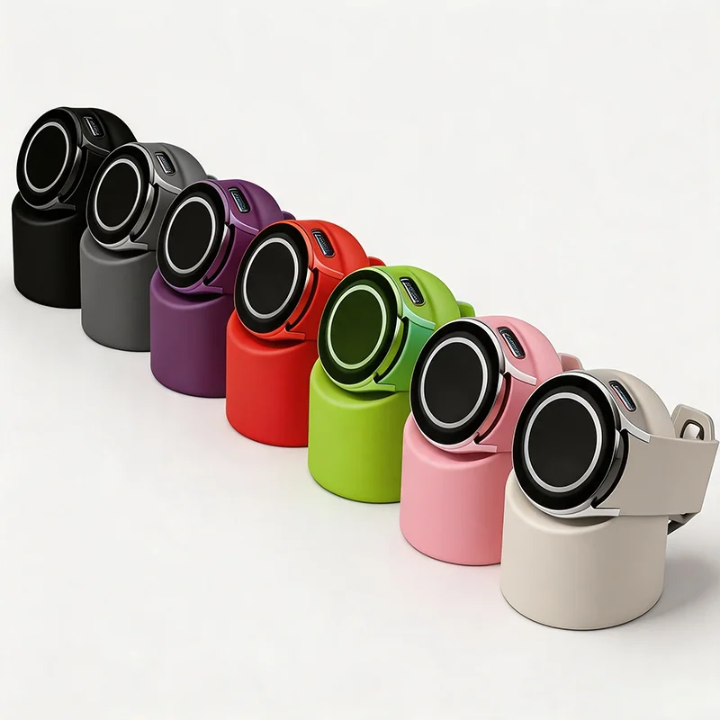 Durable Silicone Apple Watch Stand Compatible with Series 8 SE2 7 6 SE 4 3 Nightstand Mode Multiple Galaxy Watch Sizes view 5