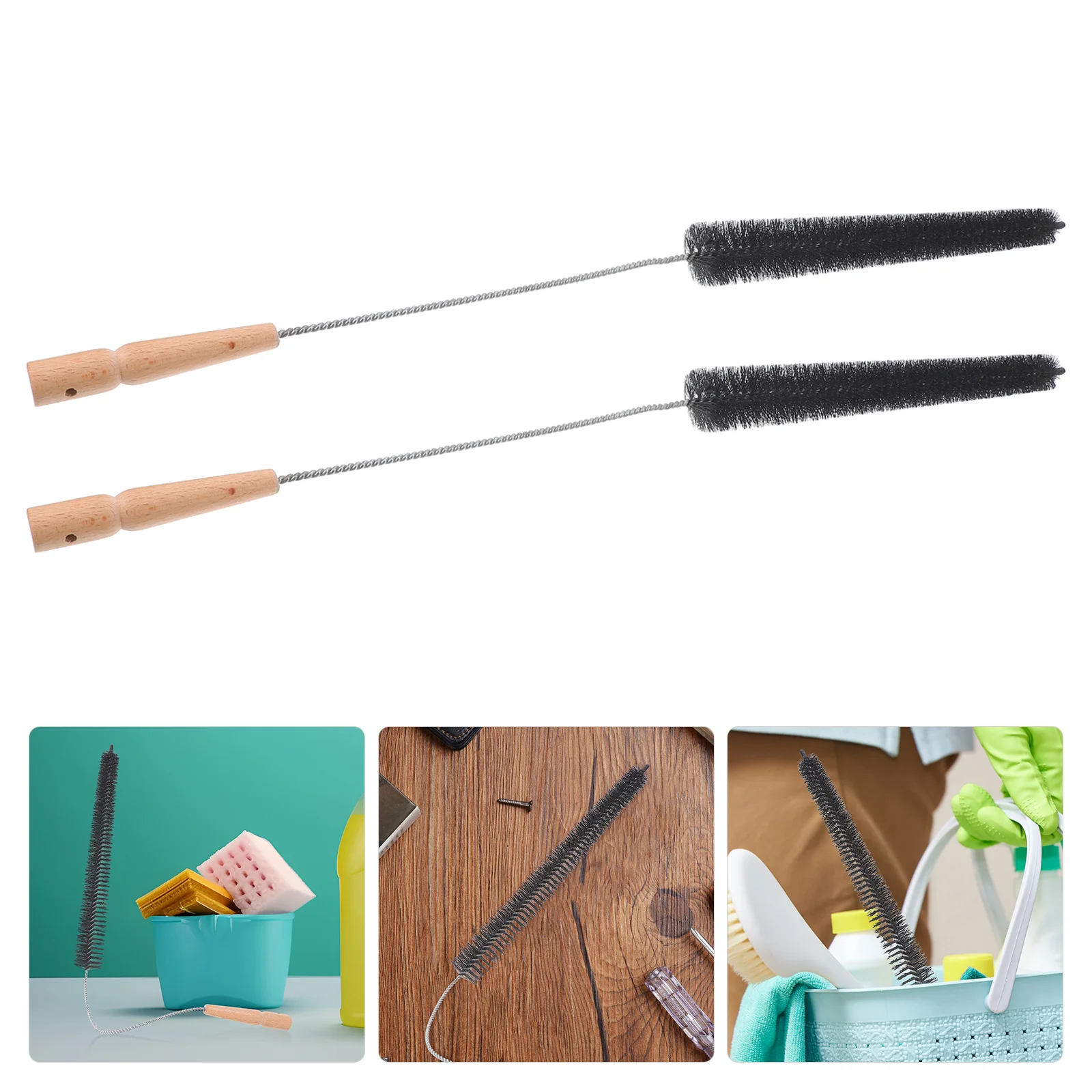 

2Pcs Dryer Vent Cleaning Brush Lint Remover Flexible Nylon Bristles Ergonomic Wooden Handle Durable Dryer Vent Brush