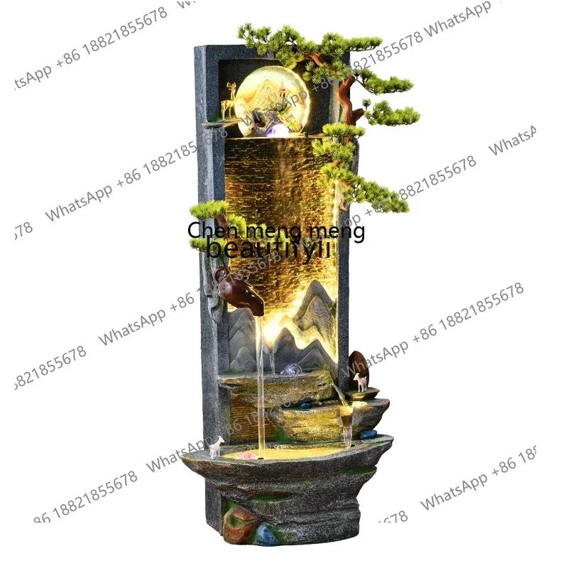 xx1New Chinese-style living room rockery flowing water ornament circulating water landscape decoration balcony water curtain wal