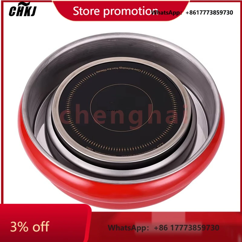 

CHKJ-2025NEWFactory Direct Sales Wholesale Cast Iron Non-stick Red Round Barbecue Grill Electric Pottery Furnace Korean Bbq Gril
