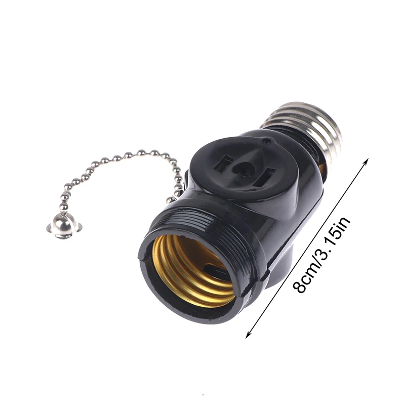 US Plug E26 Bulb Screw Socket To 2 Outlet Adapter Light Holder Splitter Pull Chain Switch Base Lamp Outlet Adapter For Home Use