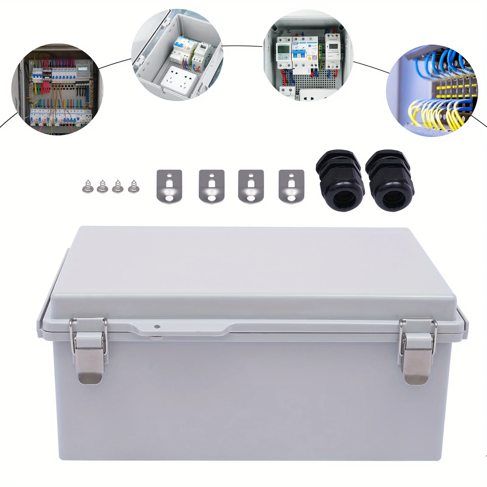 صندوق توزيع مقاس 13.8 × 9.8 × 5.9 بوصة - غطاء رمادي، صندوق توصيل