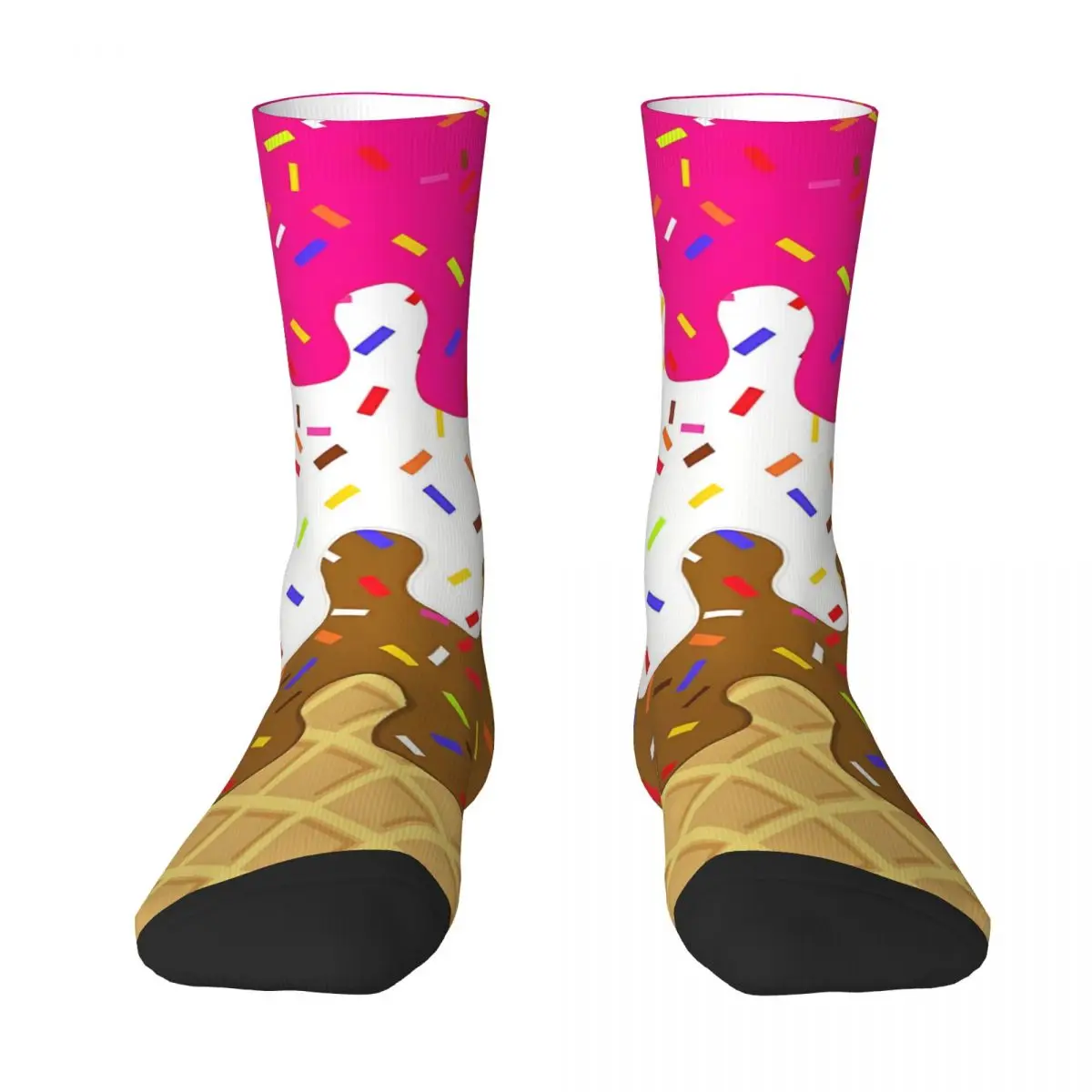 Neapolitan Waffle Cone Ice Cream Kawaii Socks Travel Cartoon Pattern Socks