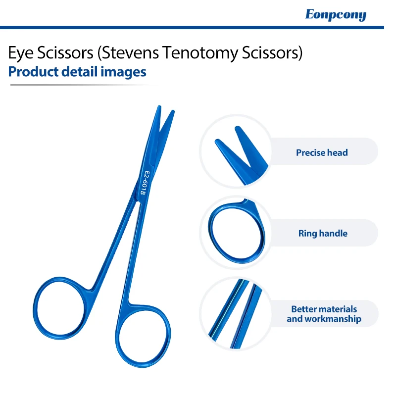 Stevens Tenotomy Scissors Titanium Alloy Eye Scissors, Precision Ophthalmic Microsurgery Shears