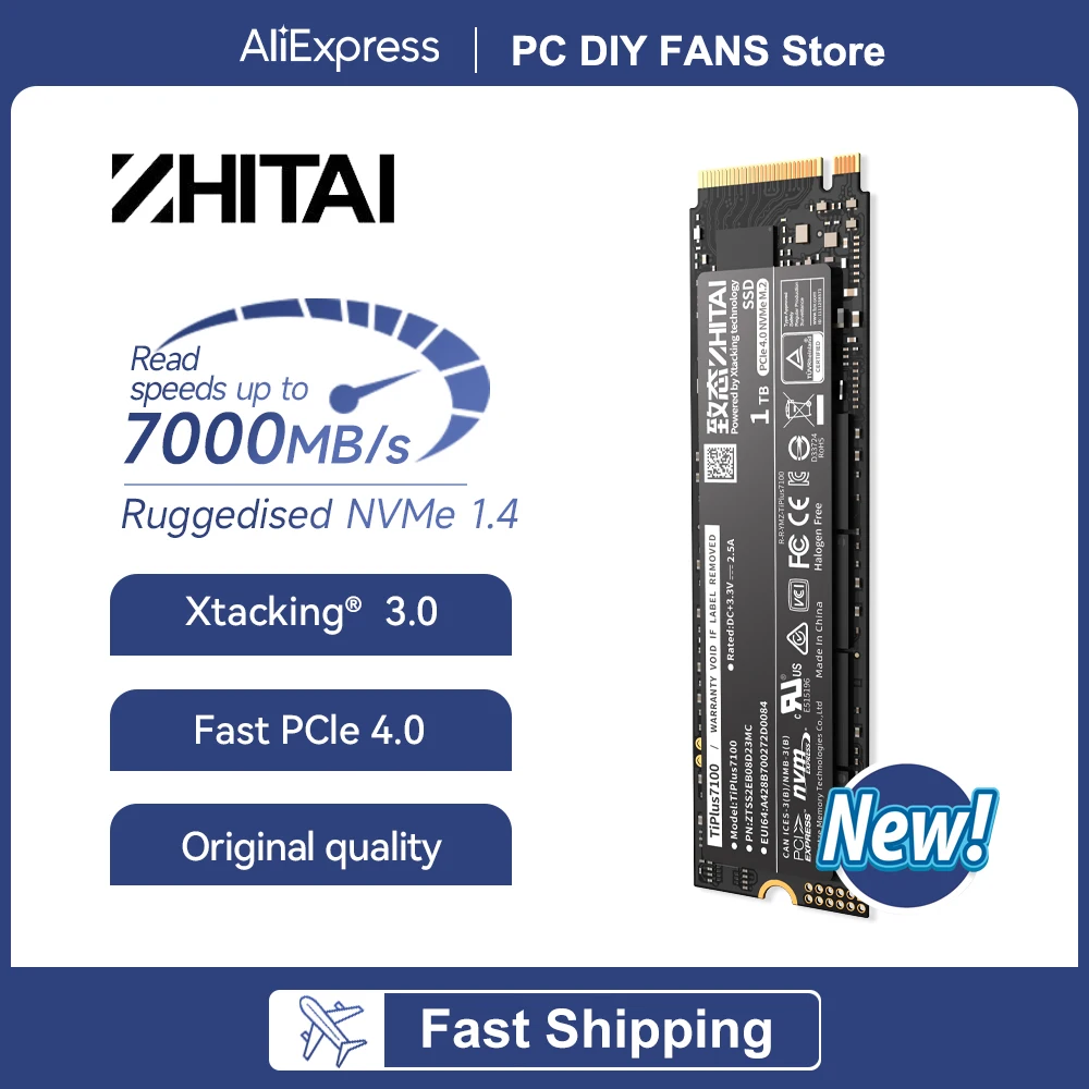 ZHITAI TiPlus7100 4TB 2TB 1TB SSD M.2 2280 NVMe Hard Disk 7000MB/s PCIe Gen4 x4 M2 Internal Solid State Drive For Desktop PC