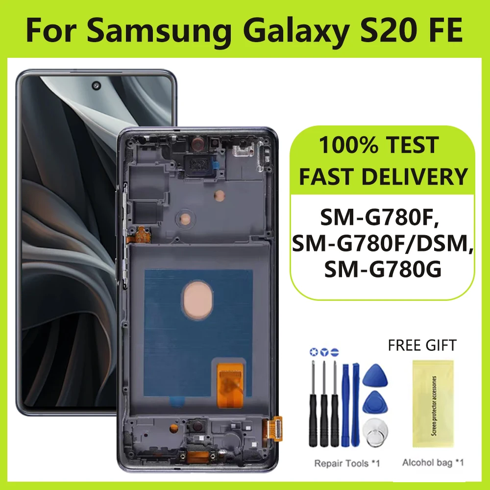 

TFT-экран для Samsung S20 FE SM-G780F SM-G780F/DSM SM-G780G, ЖК-дисплей с рамкой, сенсорный экран, дигитайзер в сборе, замена