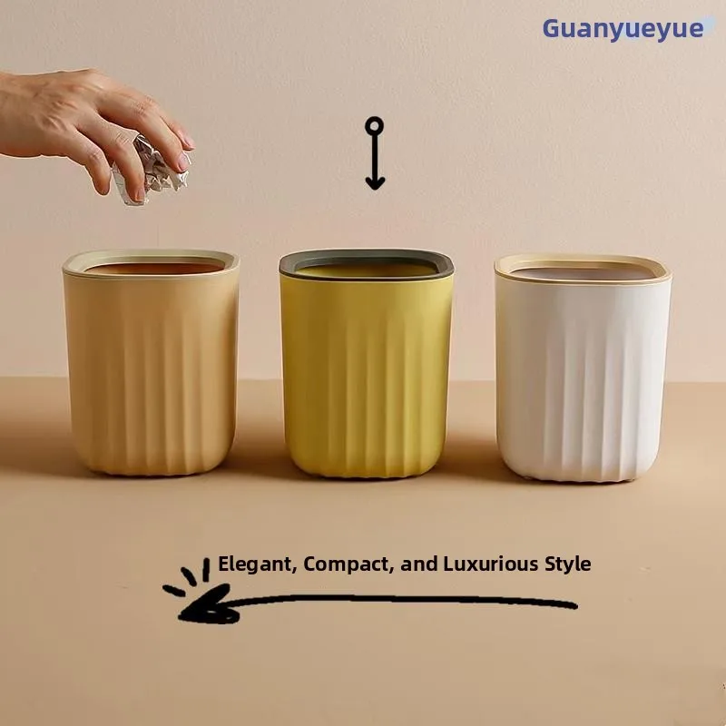 

Cute Chinese Style Desktop Trash Can Office Storage Bin Simple Design Home Use Dormitory Plastic Square Bucket 4L Capacity