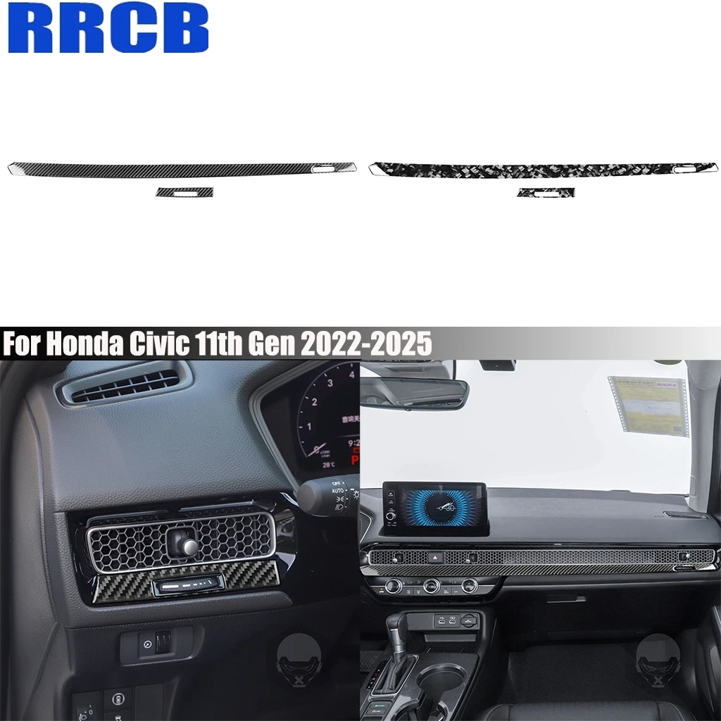 

Carbon Fiber Car Accessories Dashboard Air Vent Panel Interior Trim Cover Stickers For Honda Civic 11th Gen 2022 2023 2024 2025