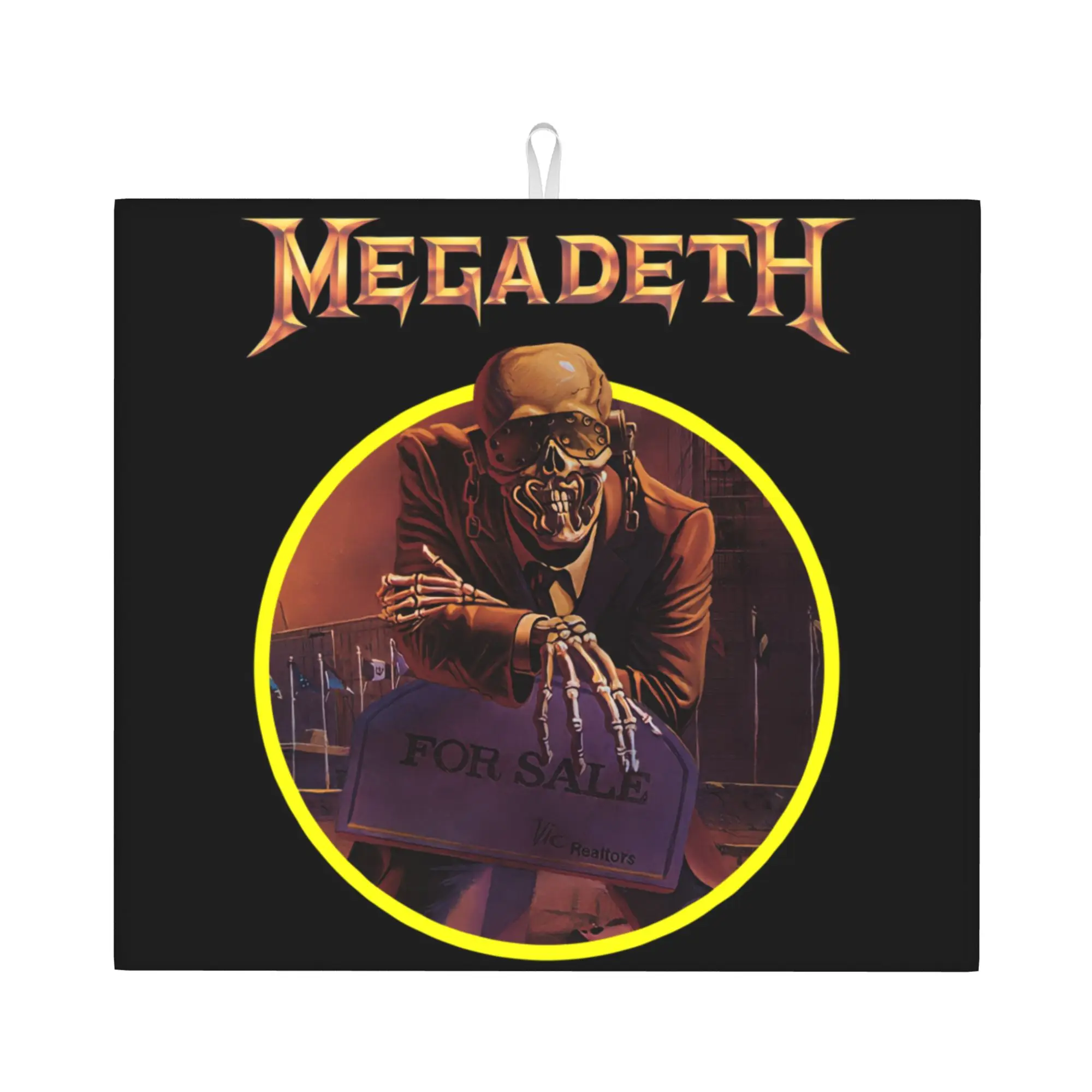 Megadeths Skull Heavy Metal Band Drying Mat For Kitchen Waterproof Non‑Slip Oil Proof Reusable Countertop Protector Mat
