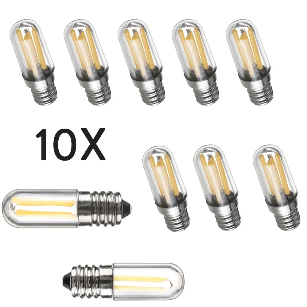 

10Pcs/Lot Mini E14 E12 1W 2W 4W LED Fridge Freezer Filament Light COB Bulbs Lamp Warm / Cold White Lighting