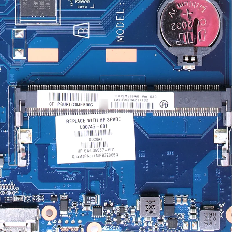 DAG72DMB6D0-placa base para portátil HP Pavilion 14-bp038TX 14-bp, L00745-601 SR2KN N3060 DDR4, trabajo probado