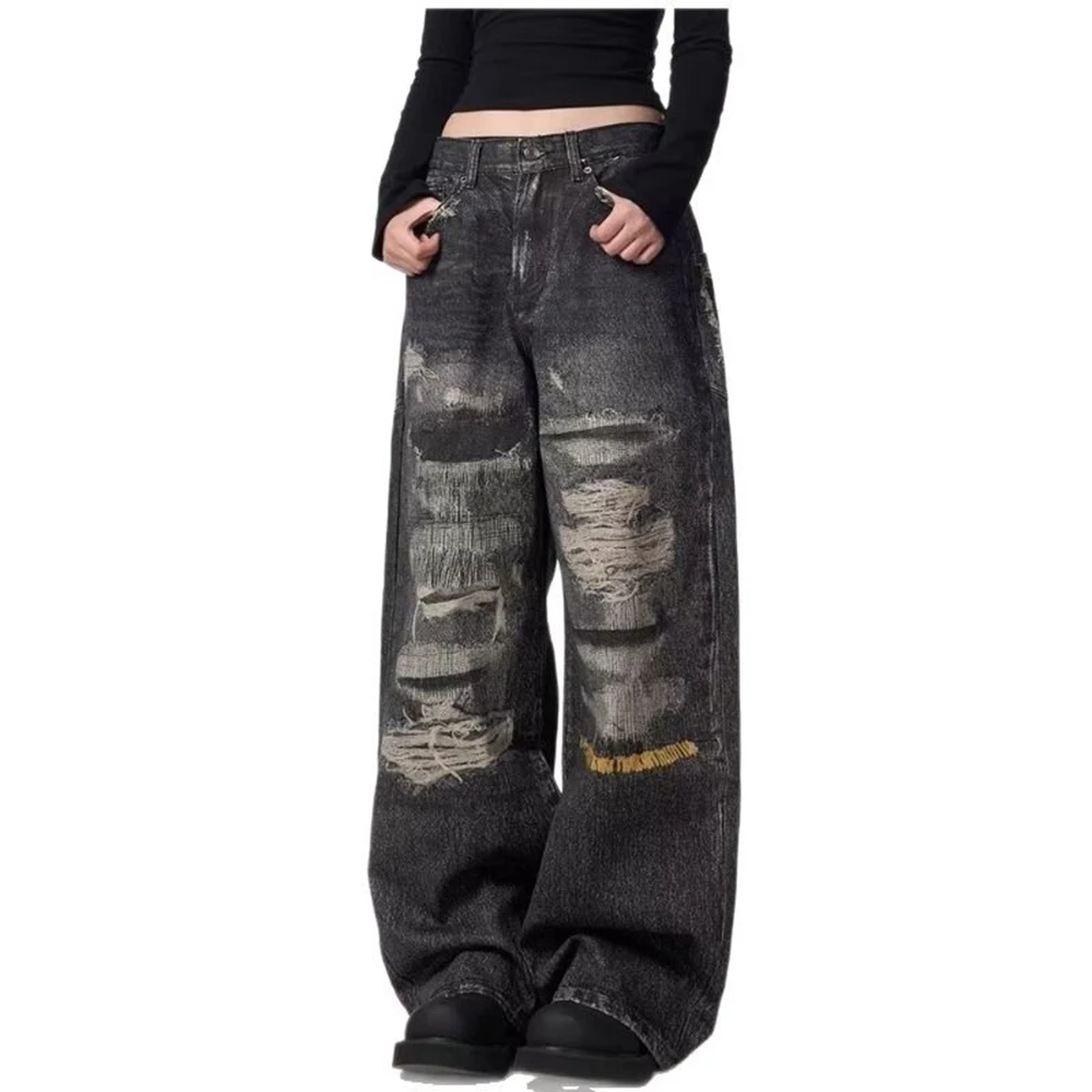 メンズジーンズリッピングウォッシュカジュアルパンツ春秋ストリートファッション日常多用途ストレートパンツ紳士服 2025 新しい