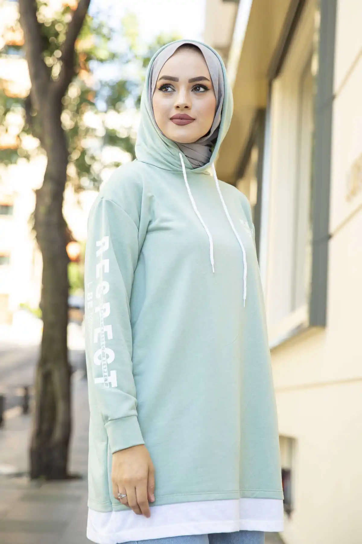 Hooded Sportswear Tunic Mint