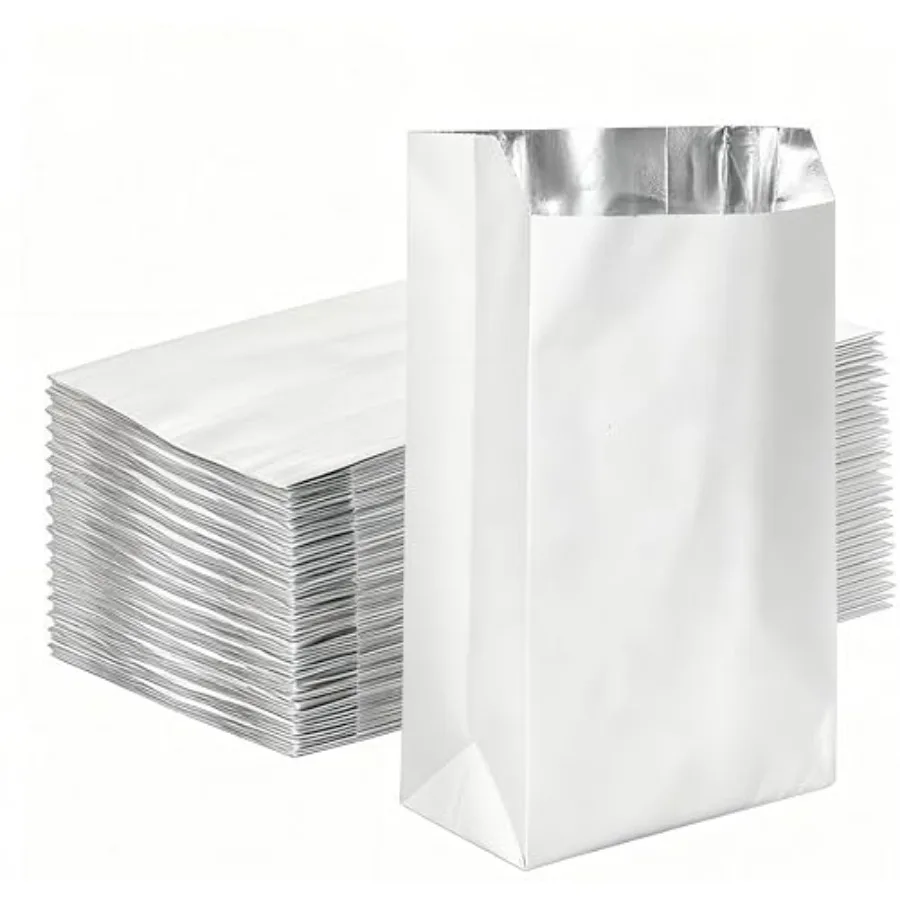 

100 Pack Foil Sandwich Wrap, 8.26"x4.7" Insulated Hot Dog Bag, Grease Resistance Paper Foil Hamburgers Bags for Breakfast Lunch