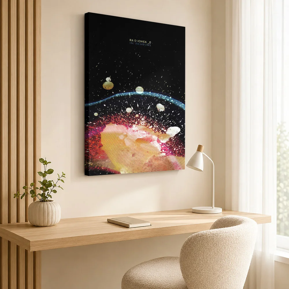 Radiohead In Rainbows Album Canvas Print Poster Retro Music Style Canvas Wall Art With Customized Photo For Study Ideal Fan Gift