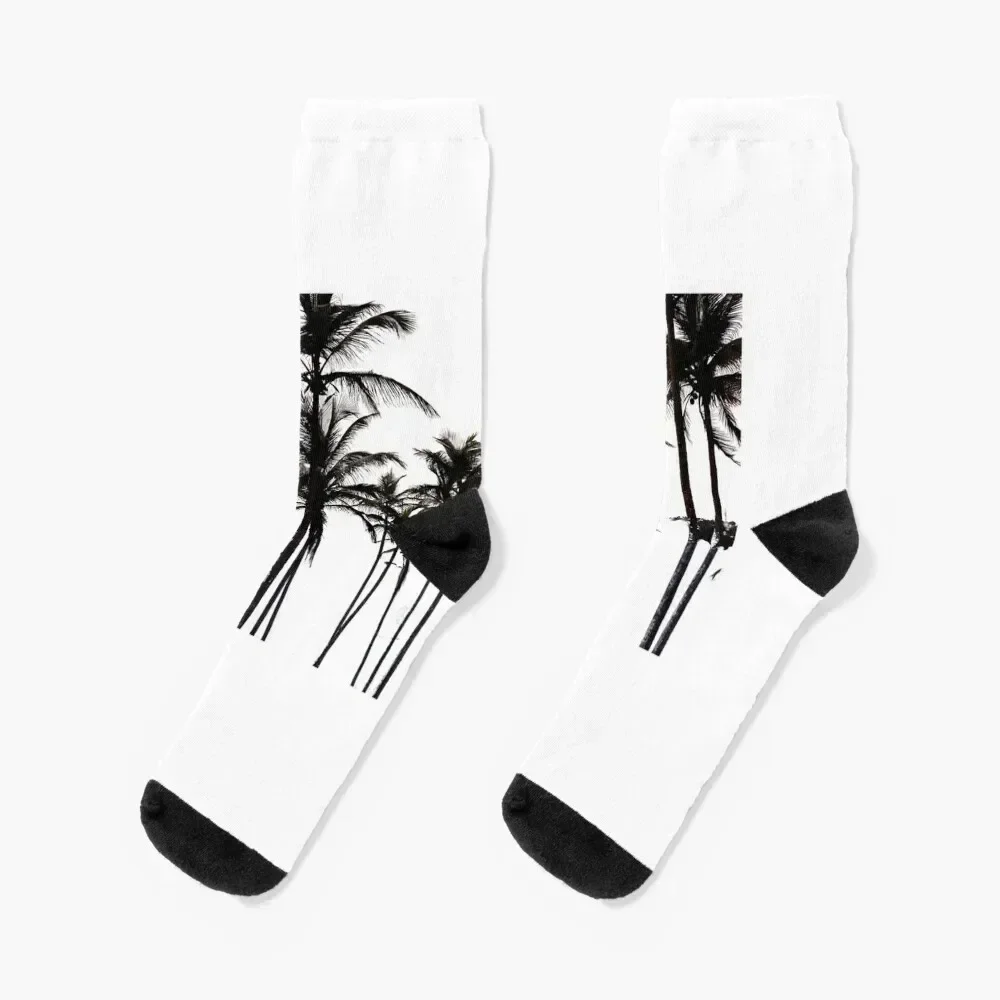 

Black and white palm tree silhouette Socks aesthetic hockey floor Crossfit Socks Man Women's