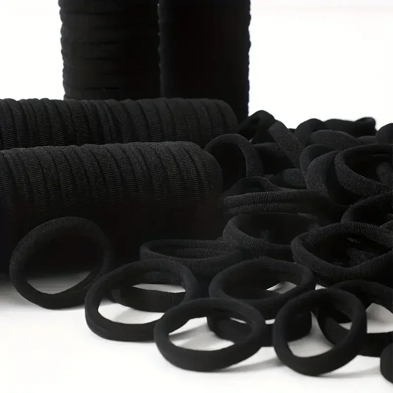 50/200pcs Black Hair Bands Women Girls Cute High Elastic Seamless Hair Ties Children Hair Accessories Ponytail Holder Headband