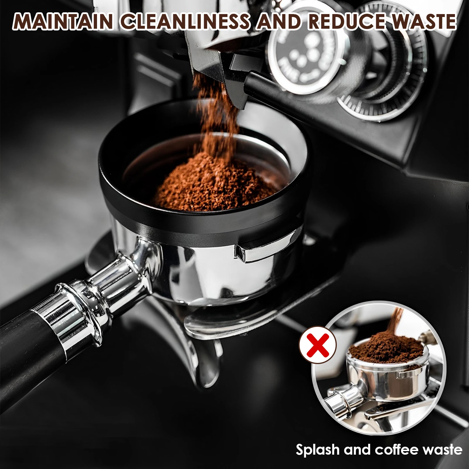 Dosing Funnel with Water Separating Net Metal Coffee Funnel 53mm/58mm/51mm Portable Dosing Ring Reusable Coffee Tools