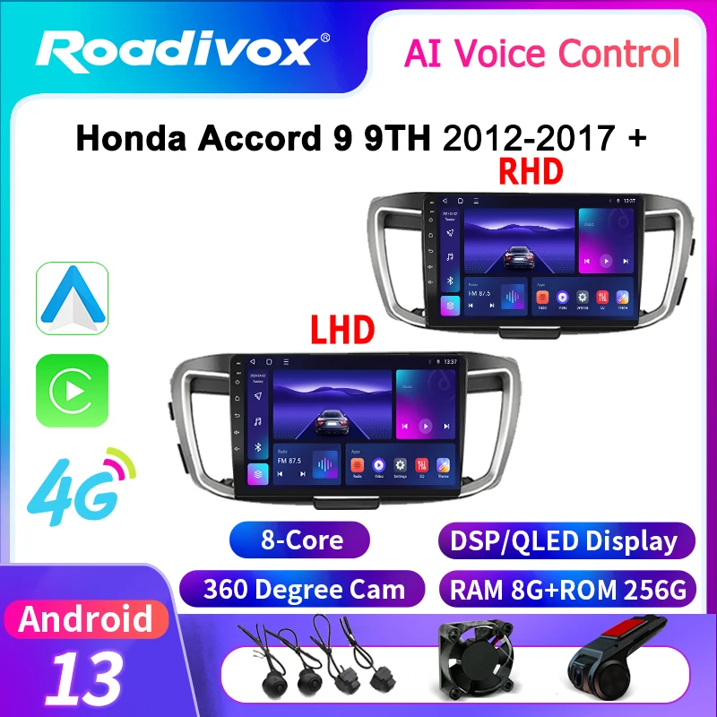 

Автомагнитола roadivox Android для Honda Accord 9 9, 2012, 2017, стерео, GPS-навигация, видео, мультимедийный плеер, магнитофон