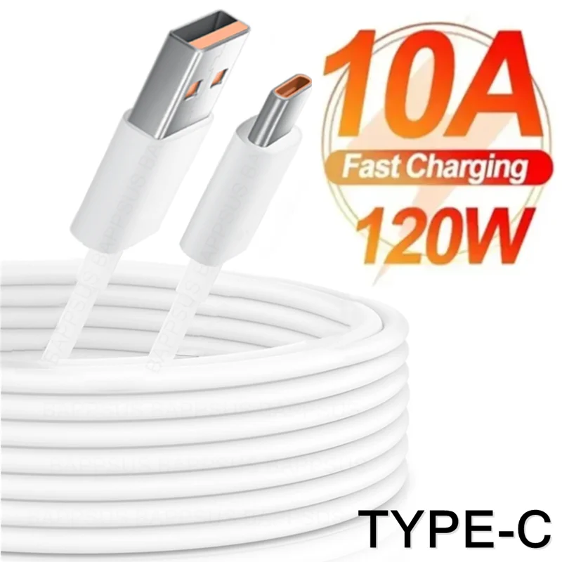 USB Type C Quick Charging Mobile Phone Data Cable 10A 120W High-speed USB C Wire Cord for Samsung Galaxy S24 S23U Huawei Xiaomi