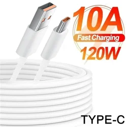 USB Type C Quick Charging Mobile Phone Data Cable 10A 120W High-speed USB C Wire Cord for Samsung Galaxy S24 S23U Huawei Xiaomi