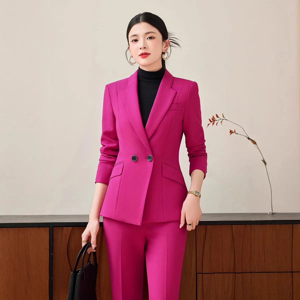 

Весенне-осенний черный, розовый, красный, желтый пиджак, женский однобортный пиджак с длинным рукавом, офисная женская куртка, деловая рабочая одежда, официальное пальто