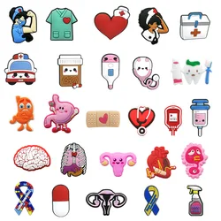 10pcs Medical PVC Shoe Charms for Clog Nurse Shoe Accessories Heart Uterus Ornaments Sandals Buckle Decorations Kids Gift