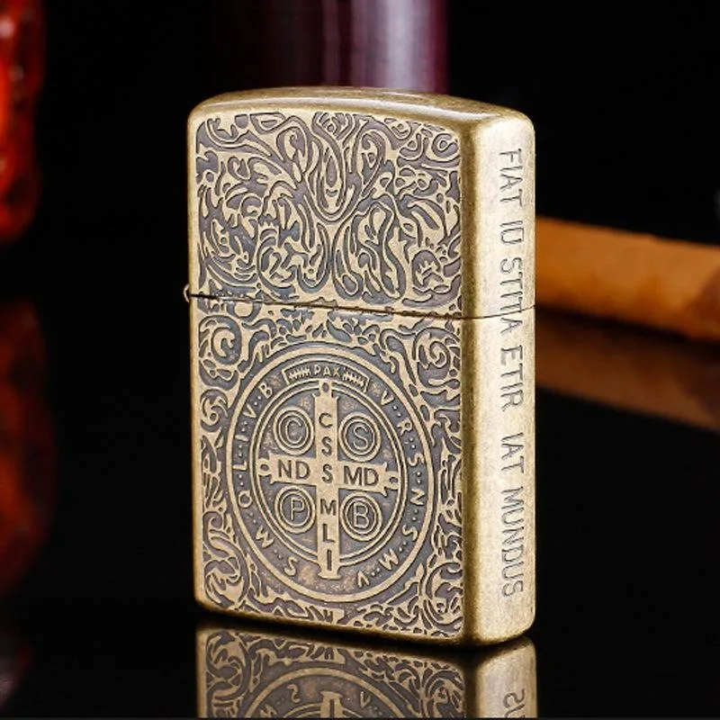 ZORRO Brass Kerosene Lighter Classic Constantin Metal Personalized Deep Carved Pattern Creative Smoking Accessories Men's Gift