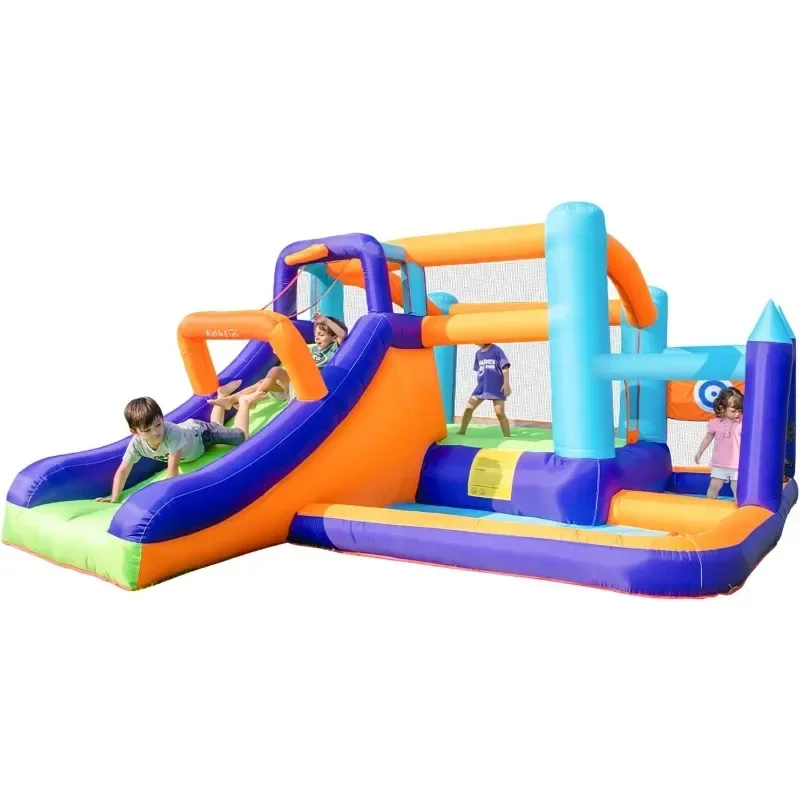 

Inflatable Bounce House,Jumping Bouncer with Air Blower,Splash Pool to Play,Kids Slide Park for Outdoor Playing