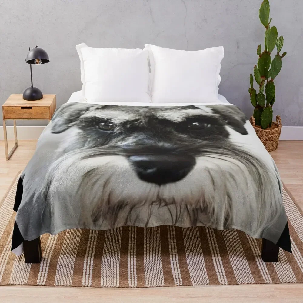 

Schnauzer dog full face pets dogs cute puppy Throw Blanket Plaid on the sofa Blankets For Baby Blankets