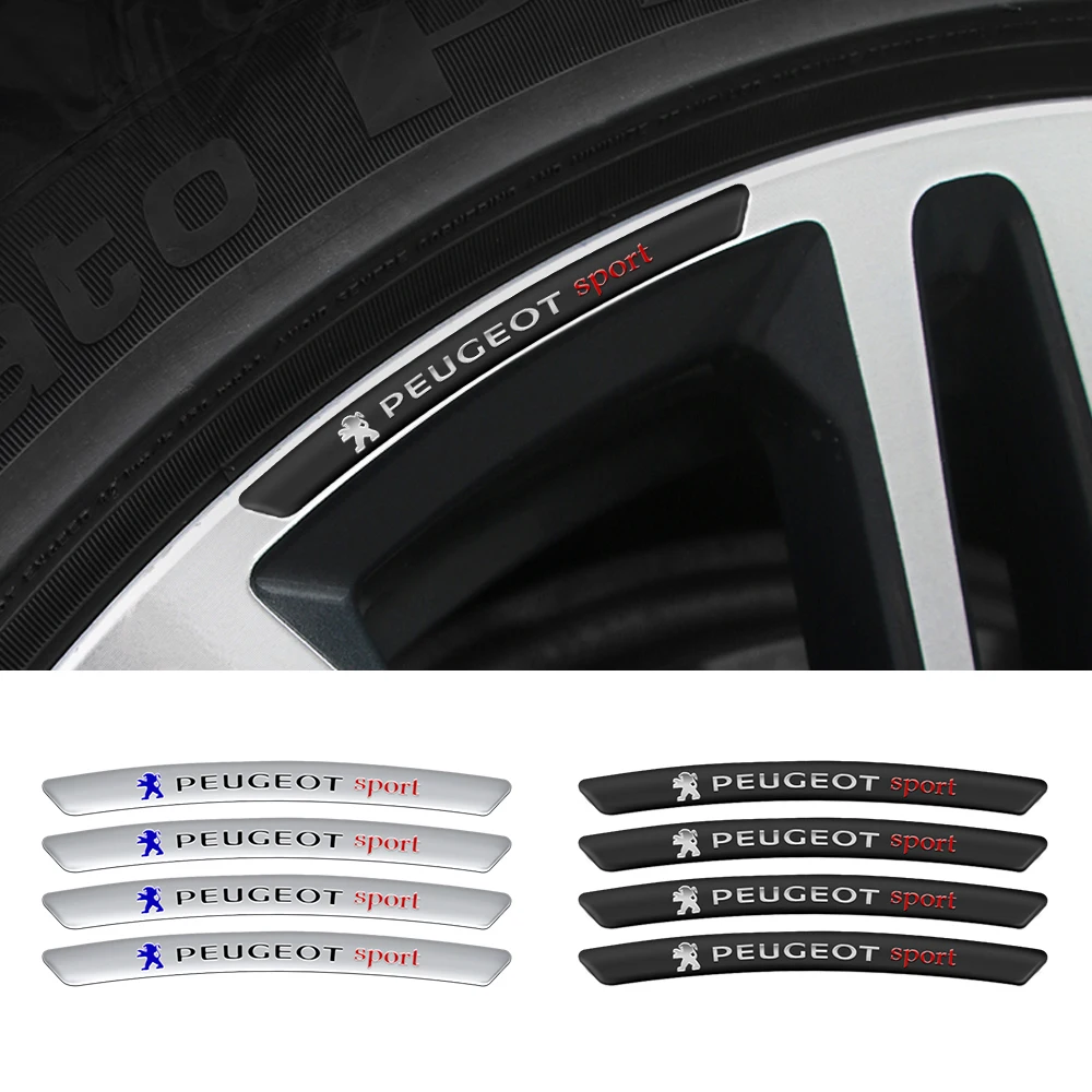 4pcs/set Aluminum Car Wheel Rims Racing Stickers Badge Auto Decoration For Peugeot 308 307 206 208 207 508 2008 5008 407 3008