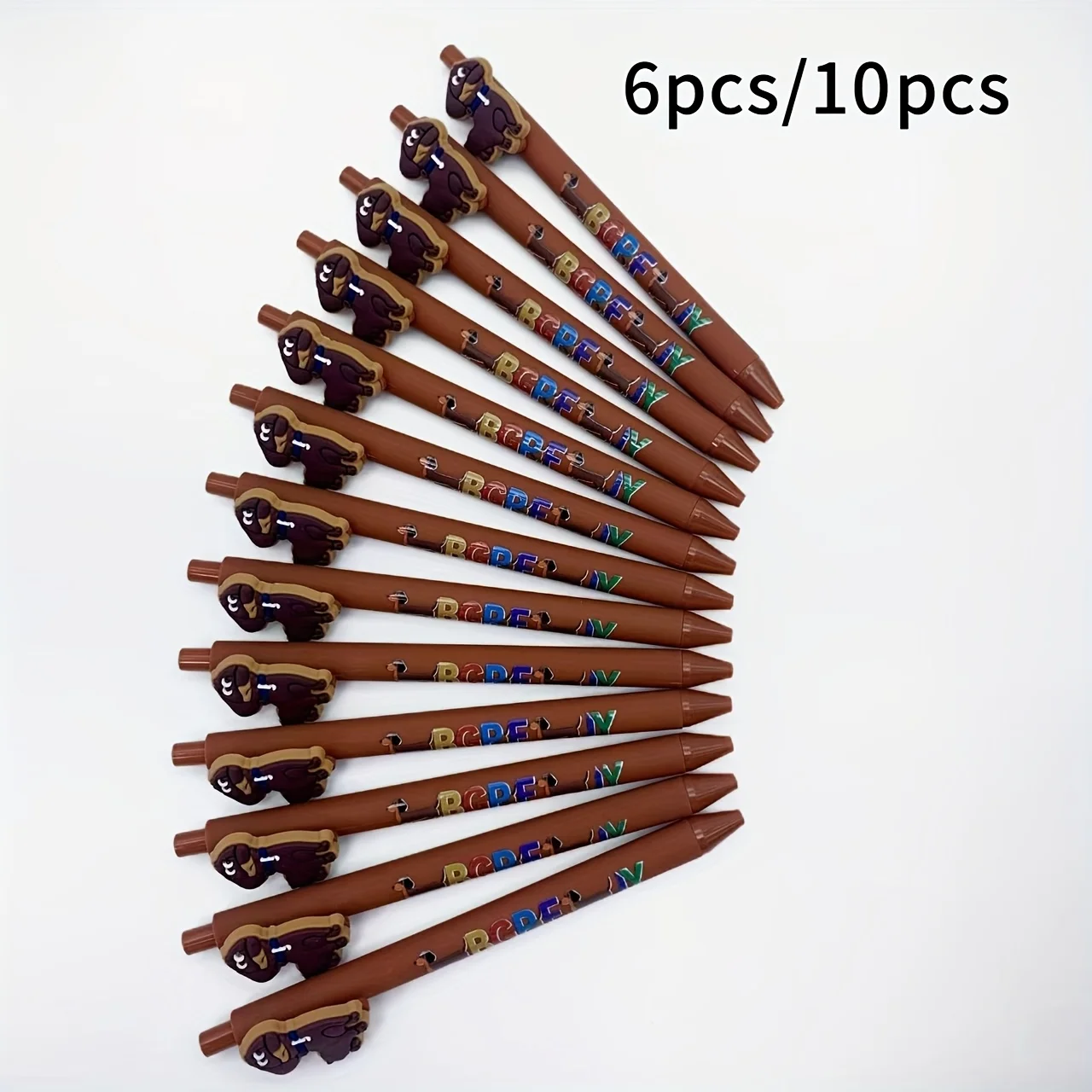 6pcs/10pcs Brown Sausage Dog Student Neutral Pen Animal Puppy Press Ballpoint Pen Portable Signature Pen